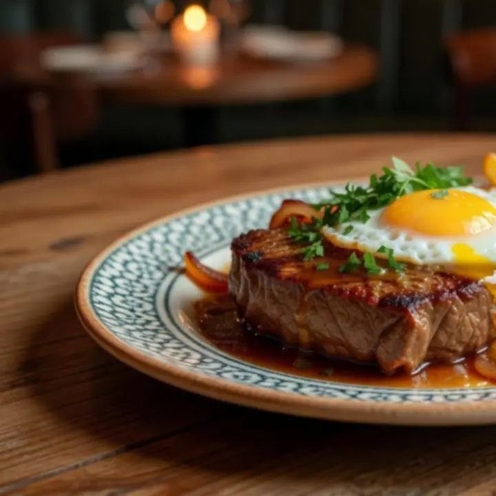 Pratos de carne tradicionais portugueses servidos com apresentação elegante